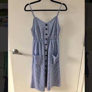 Women's Striped Button Down Summer Midi Dress